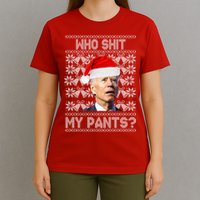 Who Pooped My Pants? Funny Biden Ugly Christmas T-Shirt
