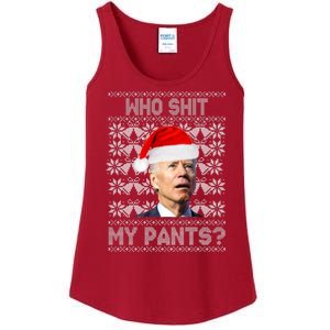 Who Pooped My Pants? Funny Biden Ugly Christmas Ladies Essential Tank