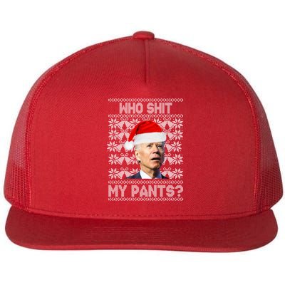 Who Pooped My Pants? Funny Biden Ugly Christmas Flatbill Hat