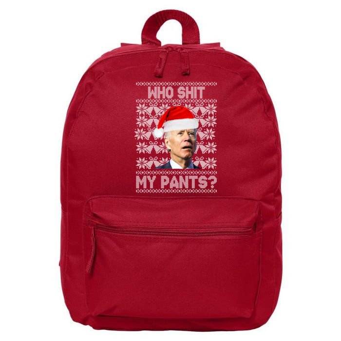 Who Pooped My Pants? Funny Biden Ugly Christmas 16 in Basic Backpack