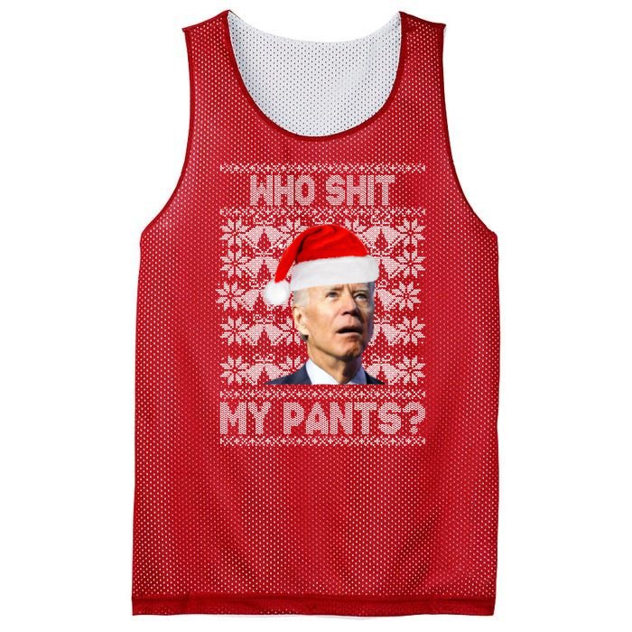 Who Pooped My Pants? Funny Biden Ugly Christmas Mesh Reversible Basketball Jersey Tank