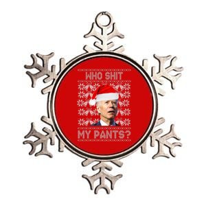 Who Pooped My Pants? Funny Biden Ugly Christmas Metallic Star Ornament