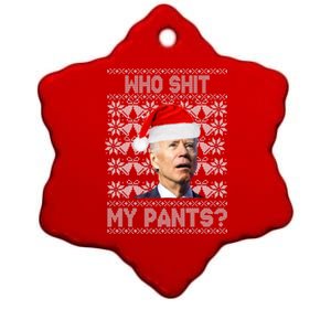 Who Pooped My Pants? Funny Biden Ugly Christmas Ceramic Star Ornament