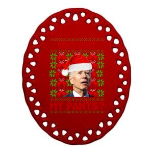 Who Pooped My Pants? Funny Biden Ugly Christmas Ceramic Oval Ornament