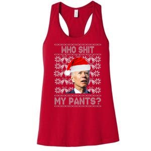 Who Pooped My Pants? Funny Biden Ugly Christmas Women's Racerback Tank