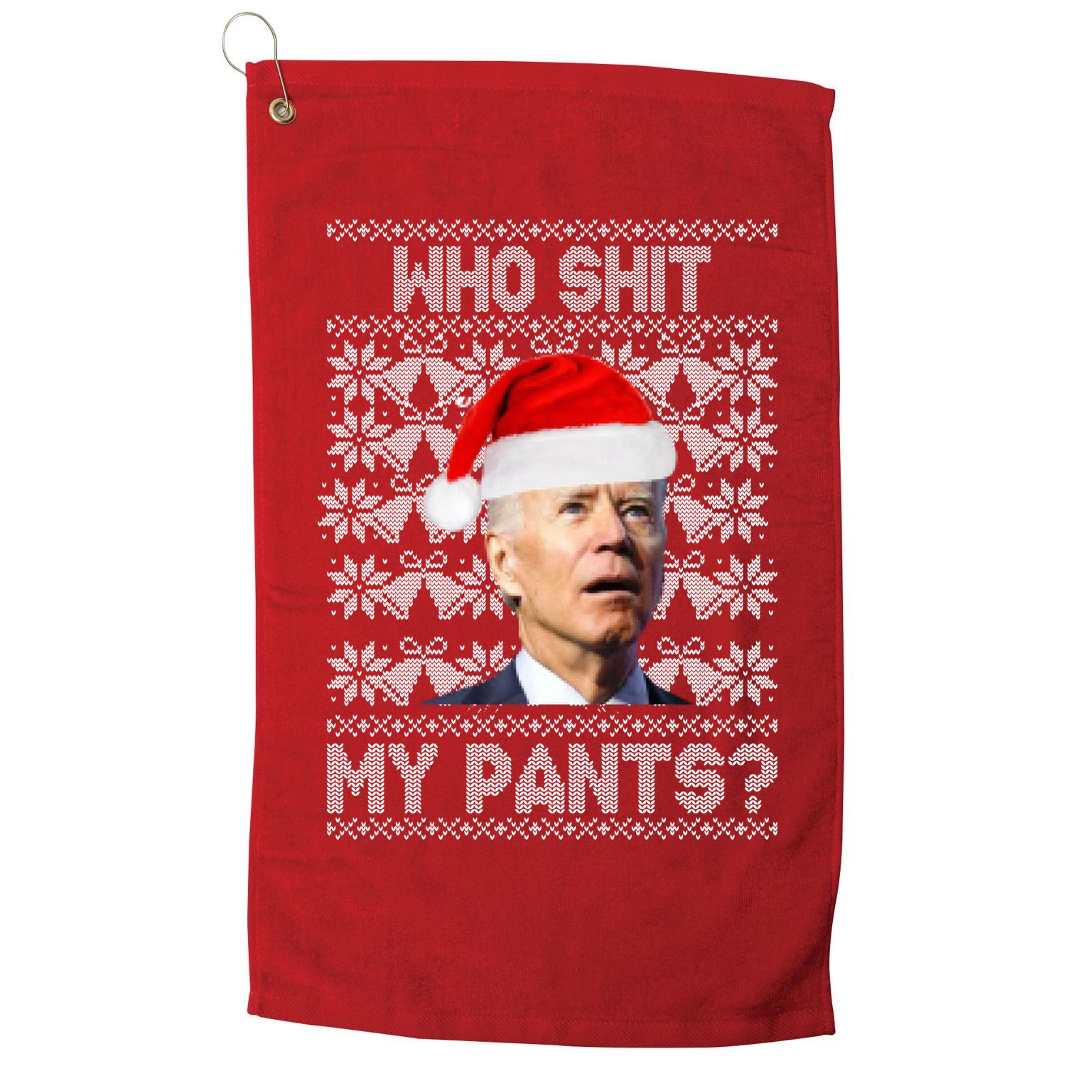 Who Pooped My Pants? Funny Biden Ugly Christmas Golf Towel