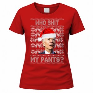 Who Pooped My Pants? Funny Biden Ugly Christmas Women's T-Shirt