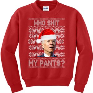 Who Pooped My Pants? Funny Biden Ugly Christmas Kids Sweatshirt