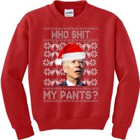 Who Pooped My Pants? Funny Biden Ugly Christmas Kids Sweatshirt