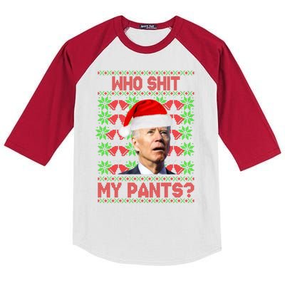 Who Pooped My Pants? Funny Biden Ugly Christmas Kids Colorblock Raglan Jersey