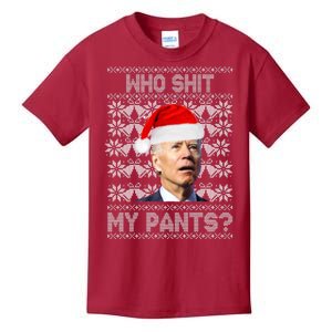 Who Pooped My Pants? Funny Biden Ugly Christmas Kids T-Shirt