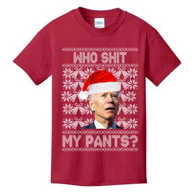 Who Pooped My Pants? Funny Biden Ugly Christmas Kids T-Shirt