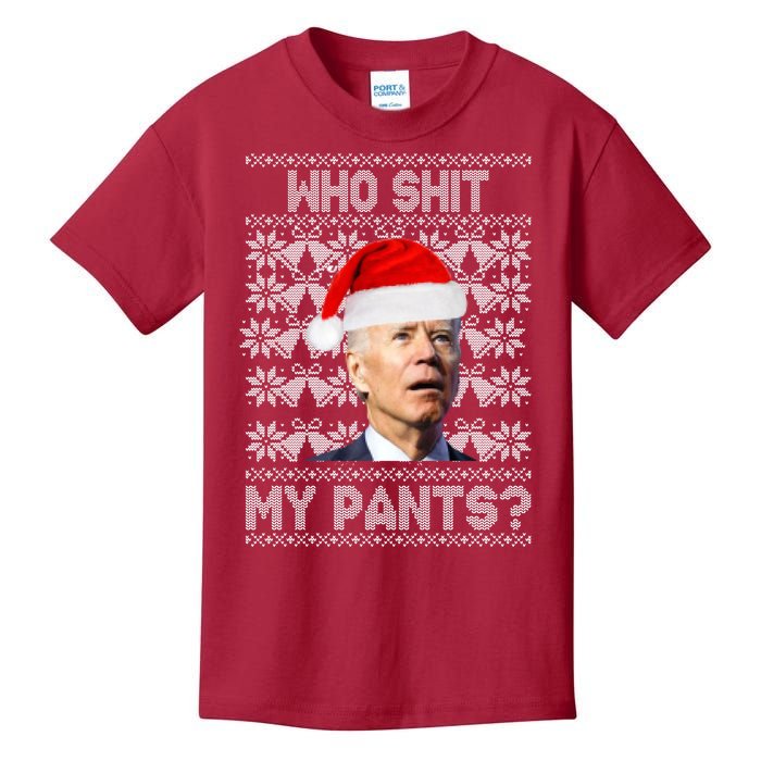 Who Pooped My Pants? Funny Biden Ugly Christmas Kids T-Shirt