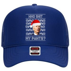 Who Pooped My Pants? Funny Biden Ugly Christmas High Crown Mesh Back Trucker Hat