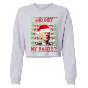 Who Pooped My Pants? Funny Biden Ugly Christmas Cropped Pullover Crew