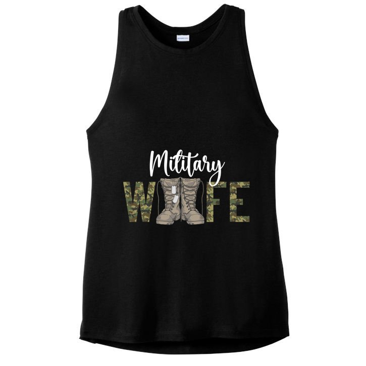 Wife Proud Military Wife Great Gift Ladies PosiCharge Tri-Blend Wicking Tank