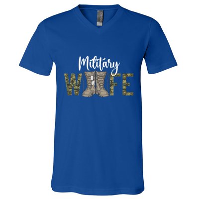 Wife Proud Military Wife Great Gift V-Neck T-Shirt