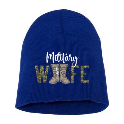 Wife Proud Military Wife Great Gift Short Acrylic Beanie