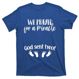 We Prayed Miracle God Sent Two 2025 Twins Shower Gift T-Shirt