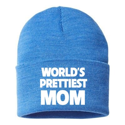 World's Prettiest Mom Funny Mothers Day Gift Sexy Hot Mama Gift Sustainable Knit Beanie