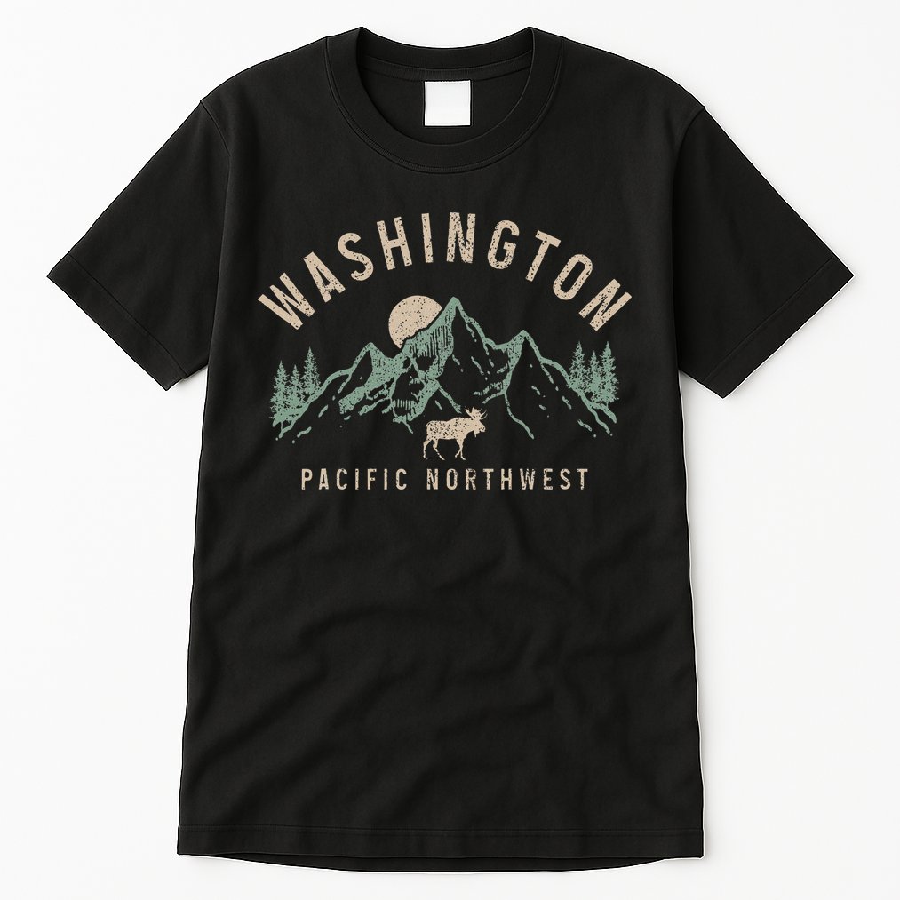 Washington Pnw Moose Pacific Northwest Souvenir Pride Tall T-Shirt
