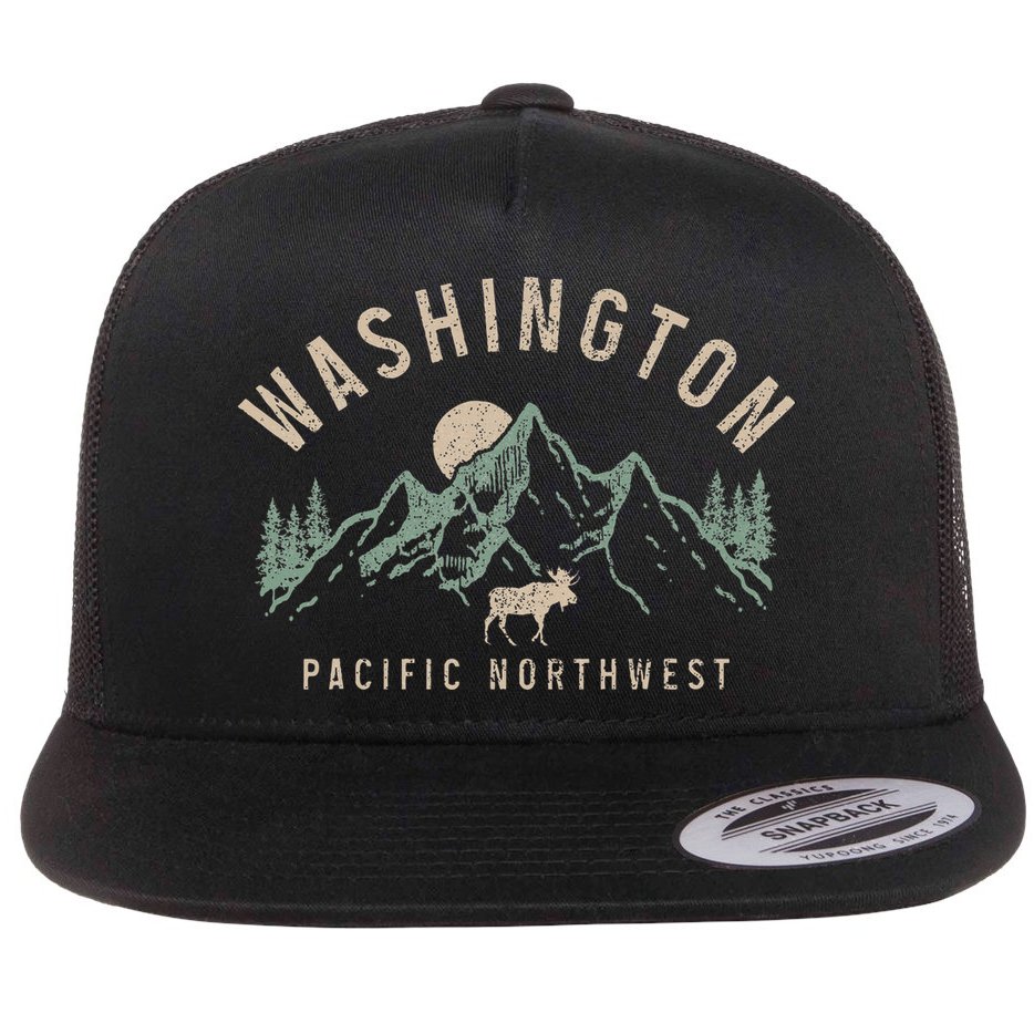 Washington Pnw Moose Pacific Northwest Souvenir Pride Flat Bill Trucker Hat