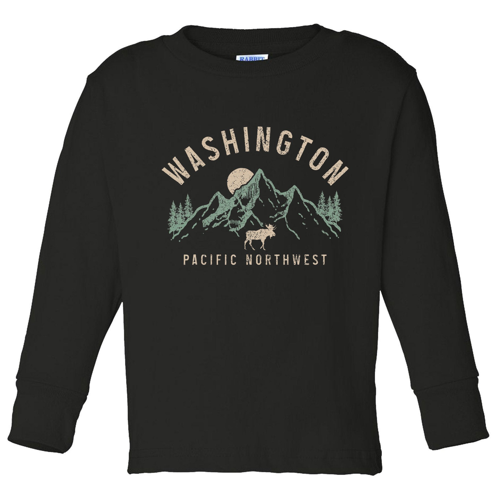 Washington Pnw Moose Pacific Northwest Souvenir Pride Toddler Long Sleeve Shirt