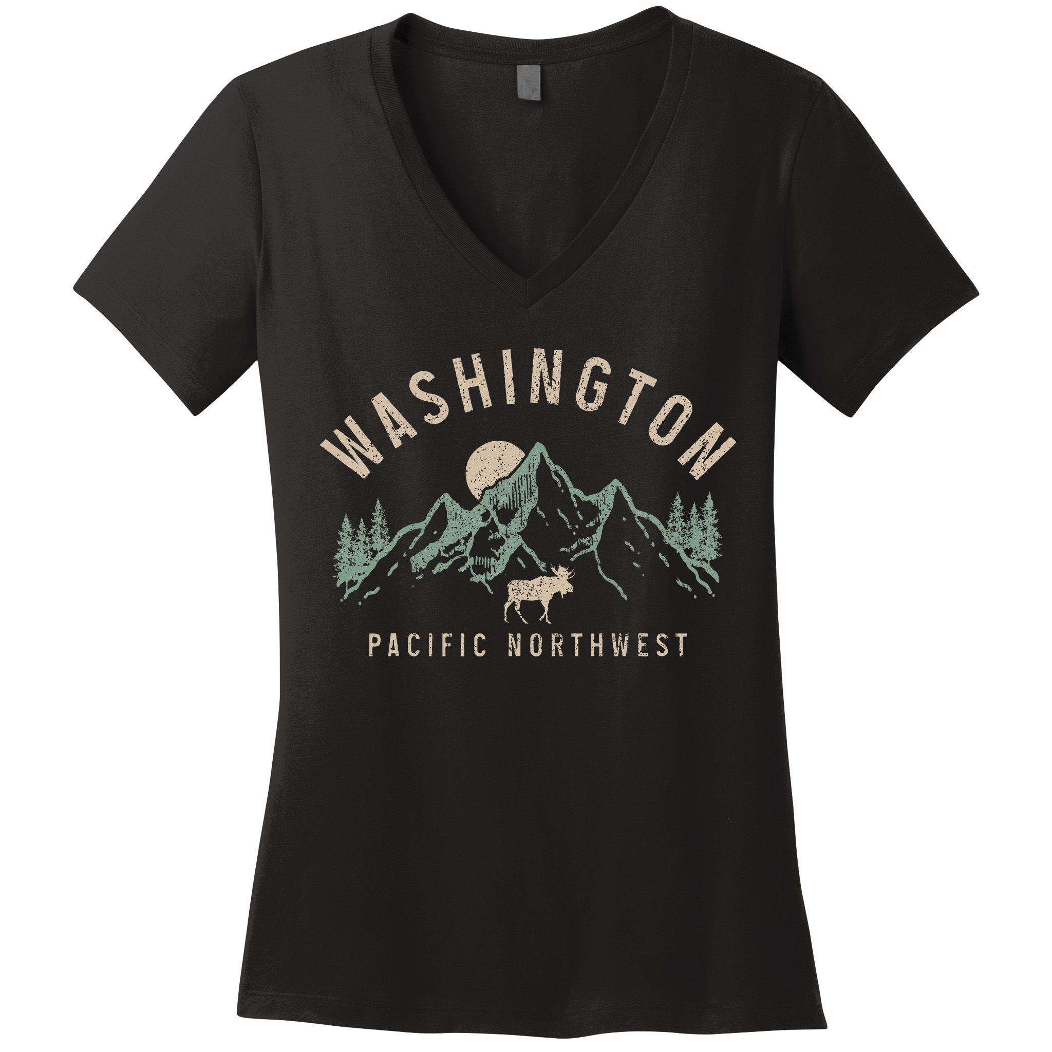 Washington Pnw Moose Pacific Northwest Souvenir Pride Women's V-Neck T-Shirt