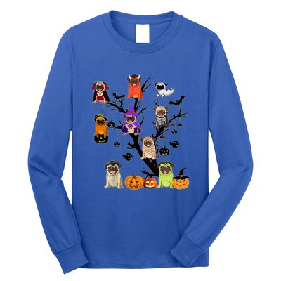 Witches Pug Mummy Pug Dracula Vampire Pug Halloween Tree Cute Gift Long Sleeve Shirt