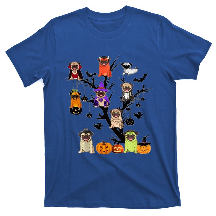 Witches Pug Mummy Pug Dracula Vampire Pug Halloween Tree Cute Gift T-Shirt