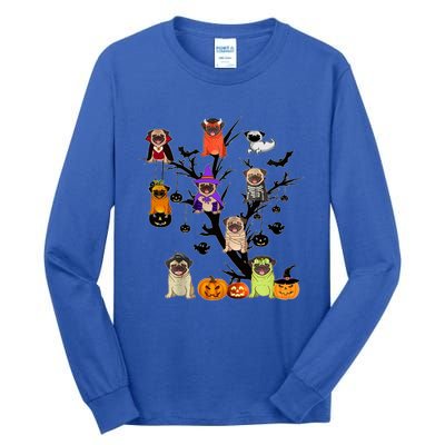 Witches Pug Mummy Pug Dracula Vampire Pug Halloween Tree Cute Gift Tall Long Sleeve T-Shirt