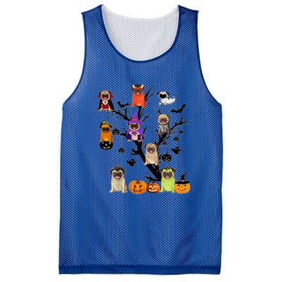 Witches Pug Mummy Pug Dracula Vampire Pug Halloween Tree Cute Gift Mesh Reversible Basketball Jersey Tank