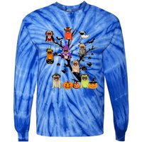 Witches Pug Mummy Pug Dracula Vampire Pug Halloween Tree Cute Gift Tie-Dye Long Sleeve Shirt