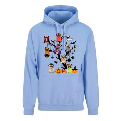 Witches Pug Mummy Pug Dracula Vampire Pug Halloween Tree Cute Gift Unisex Surf Hoodie