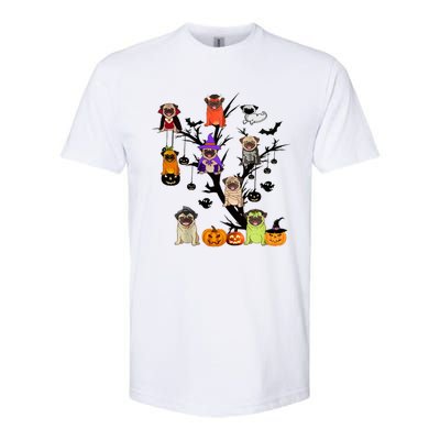 Witches Pug Mummy Pug Dracula Vampire Pug Halloween Tree Cute Gift Softstyle CVC T-Shirt