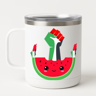 Watermelon Palestine Map Country Patriots And Supporters 12 oz Stainless Steel Tumbler Cup