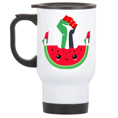 Watermelon Palestine Map Country Patriots And Supporters Stainless Steel Travel Mug