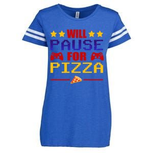 Will Pause My Game For Pizza Funny Gaming Gift Cool Gift Enza Ladies Jersey Football T-Shirt