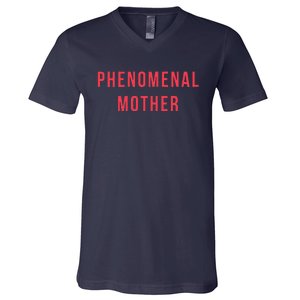 Womens Phenomenal Mother Trendy Pink Women's Mother's Day V-Neck T-Shirt