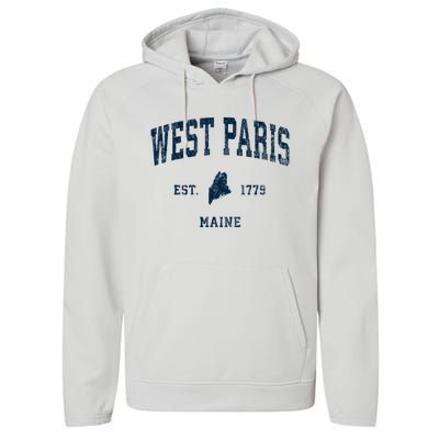 West Paris Maine Me Vintage Athletic Performance Fleece Hoodie