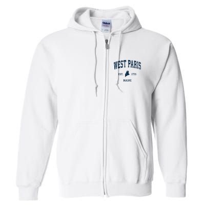 West Paris Maine Me Vintage Athletic Full Zip Hoodie