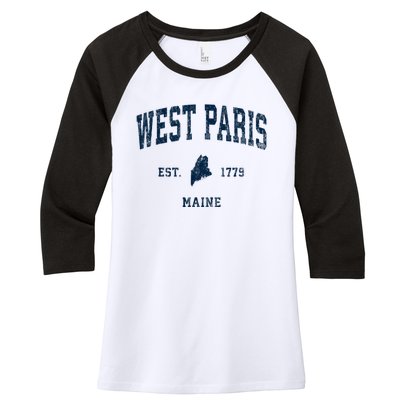 West Paris Maine Me Vintage Athletic Women's Tri-Blend 3/4-Sleeve Raglan Shirt