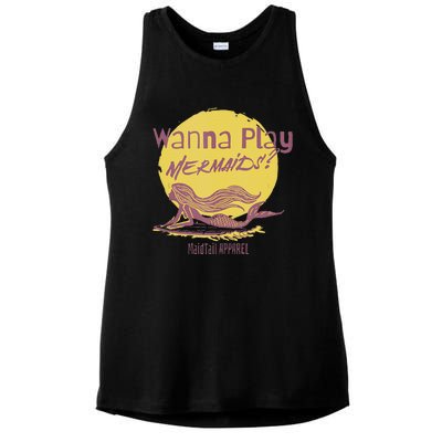 Wanna Play Mermaids Funny Cute Mermaid Swim Team Love Ladies PosiCharge Tri-Blend Wicking Tank