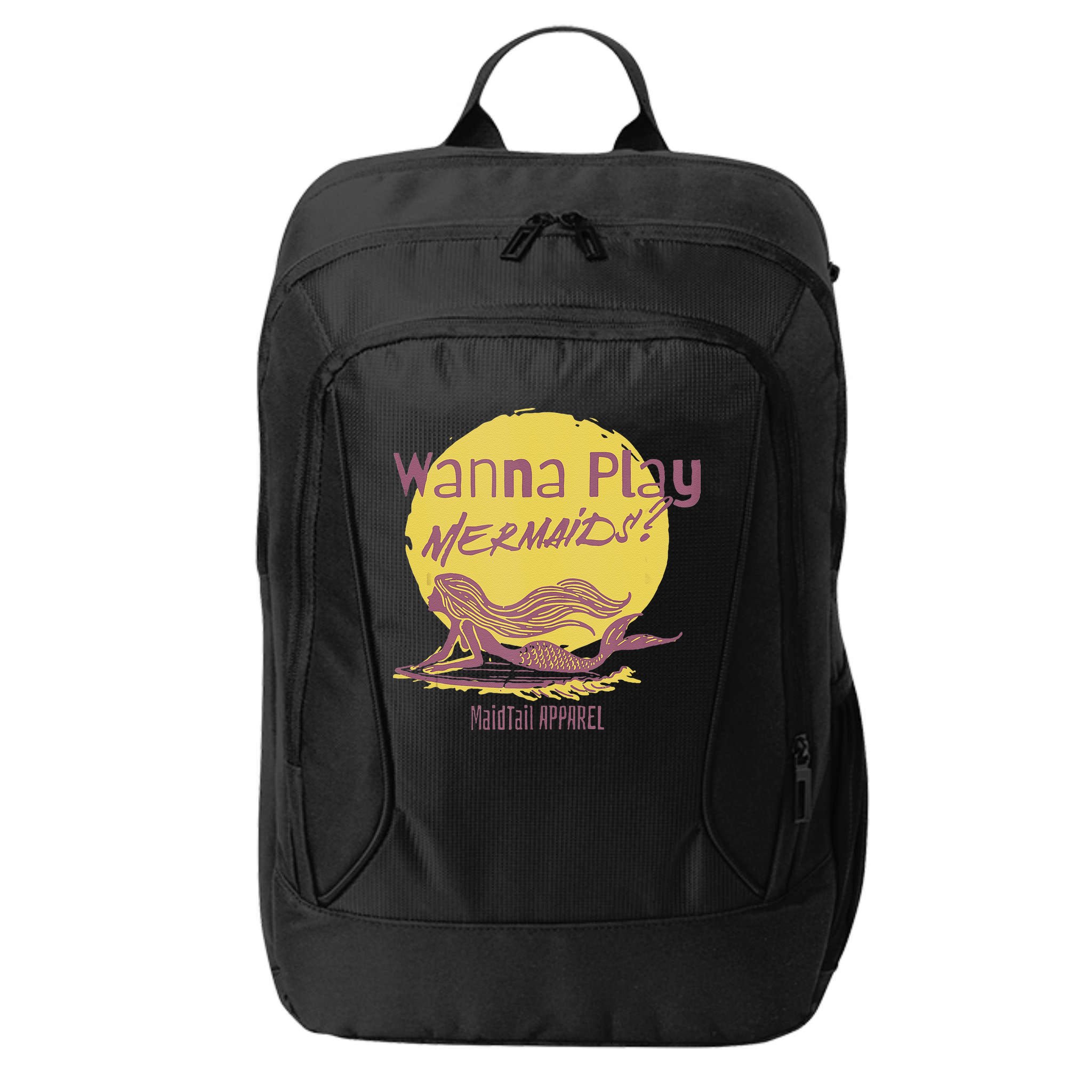 Wanna Play Mermaids Funny Cute Mermaid Swim Team Love City Backpack