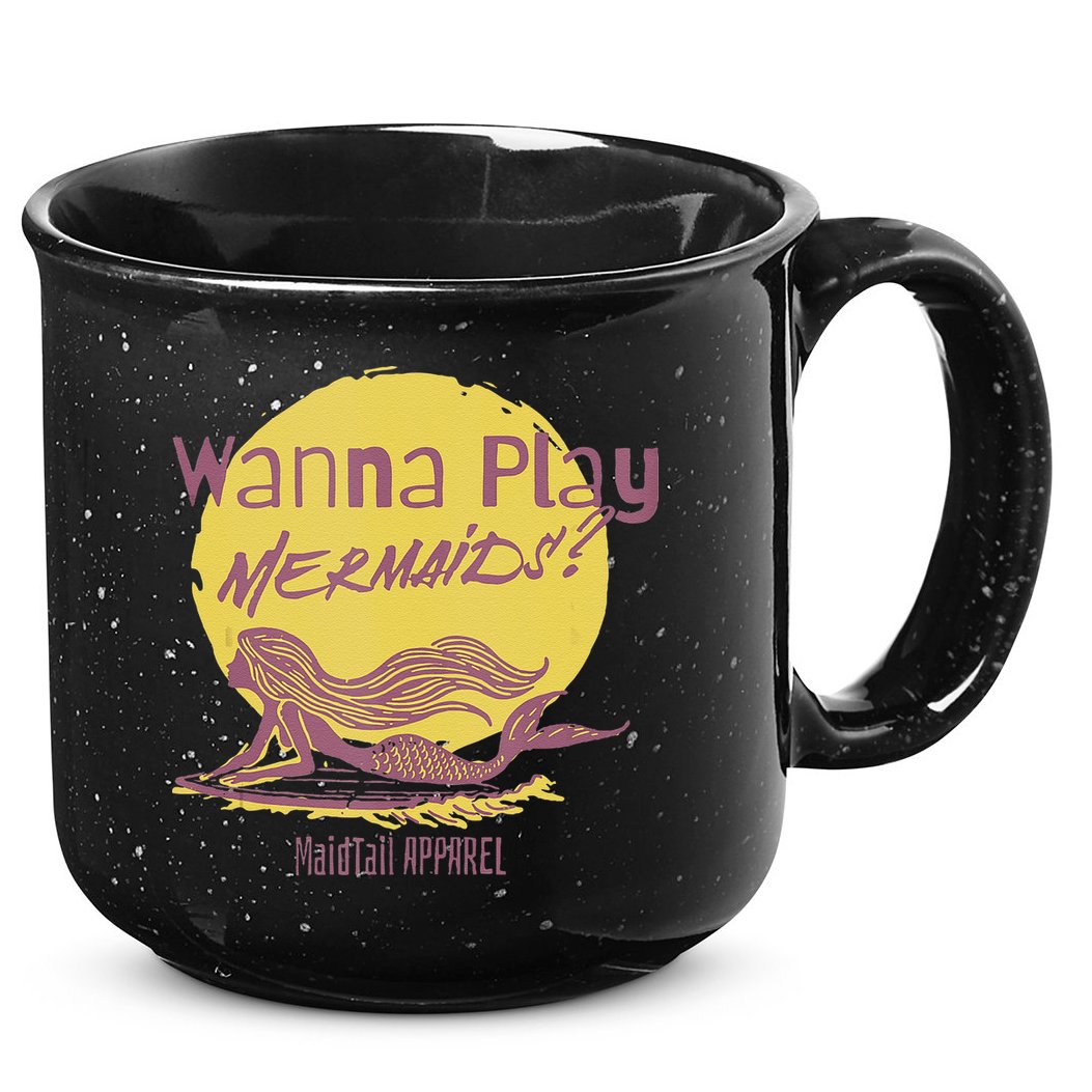 Wanna Play Mermaids Funny Cute Mermaid Swim Team Love 15oz Campfire Ceramic Mug