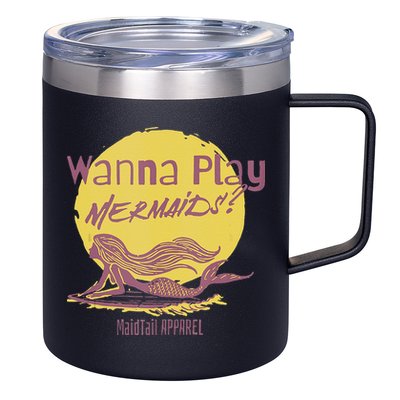 Wanna Play Mermaids Funny Cute Mermaid Swim Team Love 12oz Stainless Steel Coffee Mug