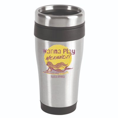 Wanna Play Mermaids Funny Cute Mermaid Swim Team Love 16oz Travel Tumbler
