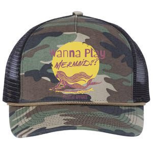 Wanna Play Mermaids Funny Cute Mermaid Swim Team Love Retro Rope Trucker Hat Cap