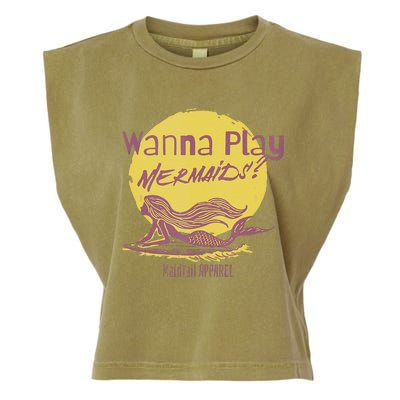 Wanna Play Mermaids Funny Cute Mermaid Swim Team Love Garment-Dyed Women's Muscle Tee