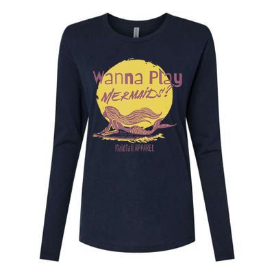 Wanna Play Mermaids Funny Cute Mermaid Swim Team Love Womens Cotton Relaxed Long Sleeve T-Shirt